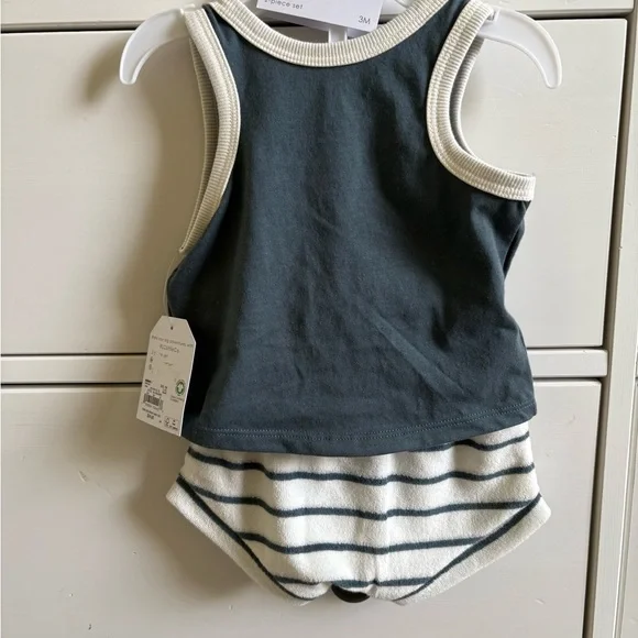 Blue and White Nautical Matching Set with Sleeveless Top - Picture 2 of 2